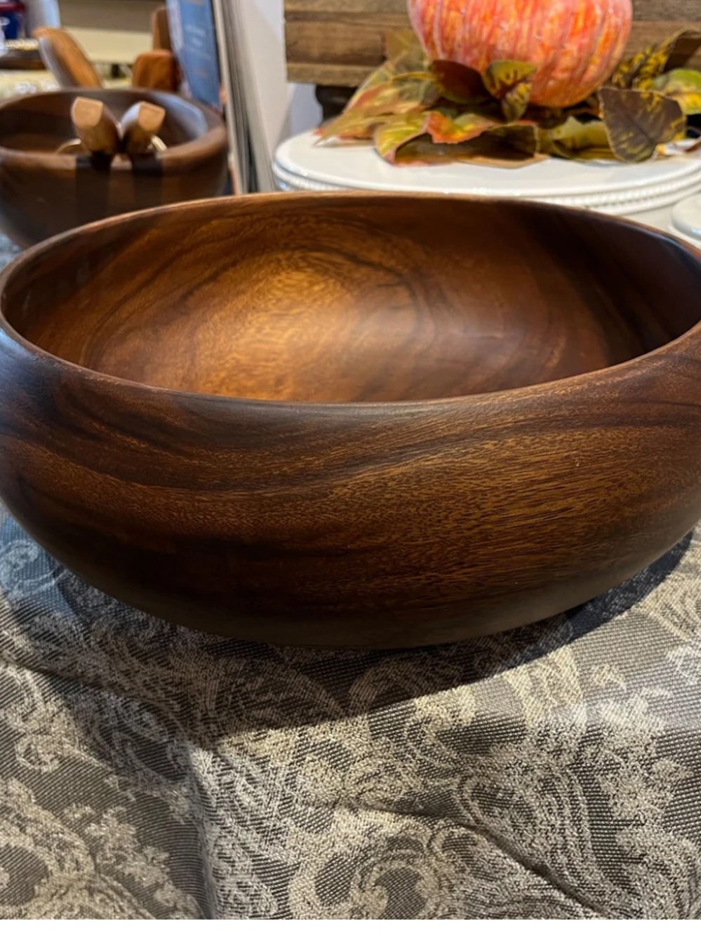 Handcrafted Dark Brown Wooden Serving Bowl - Home Dining Serveware